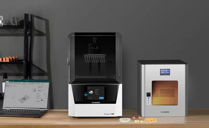 Photo of the Shape 1+ Dental 3d printer and ShapeCure post-processing machine (Credit: RAYSHAPE) Photo of the Shape 1+ Dental 3d printer and ShapeCure post-processing machine (Credit: RAYSHAPE)